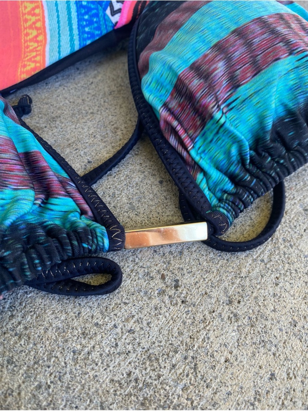 Colorful Striped Triangle Bikini Top(s) - Picture 4 of 7